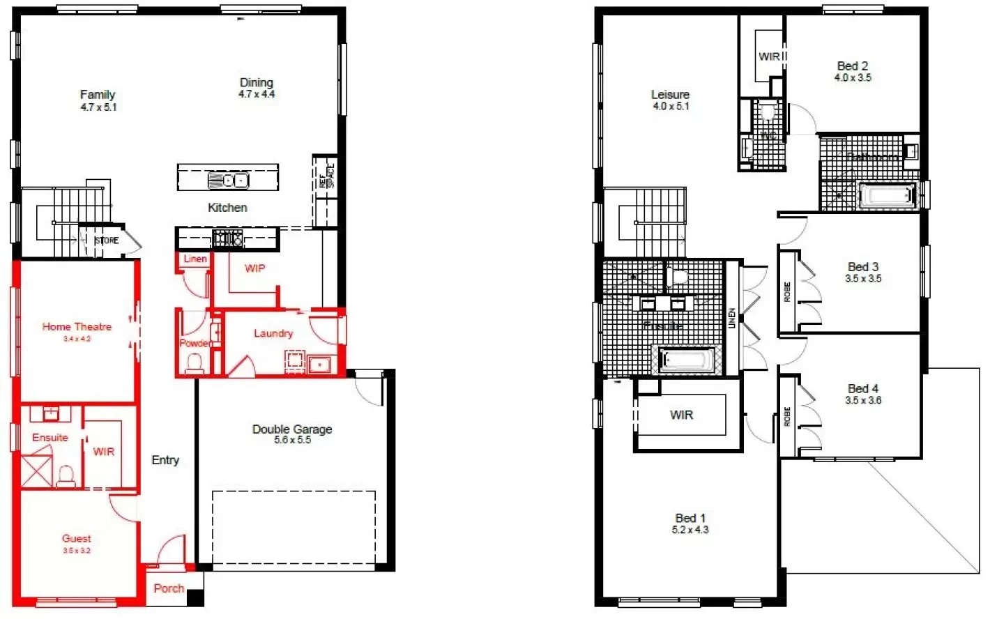 nsw Collections Sapphire SC_Double_Storey Boston Boston-36 Floorplan-Options Guest Bed