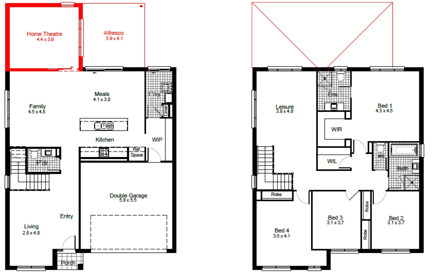 nsw Collections Essentials EC_Double_Storey Tennyson Tennyson-30 Floorplan-Options Home Theatre