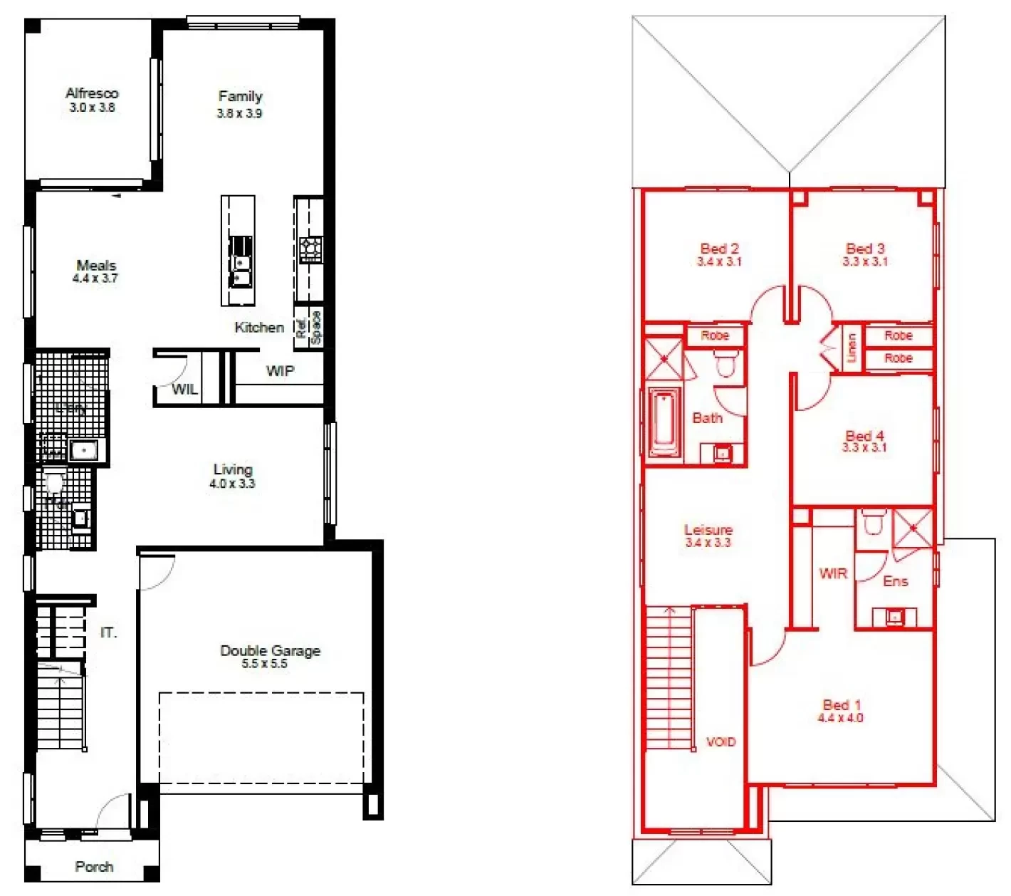 nsw Collections Essentials EC_Double_Storey Waterford Floorplan-Options B1 to front