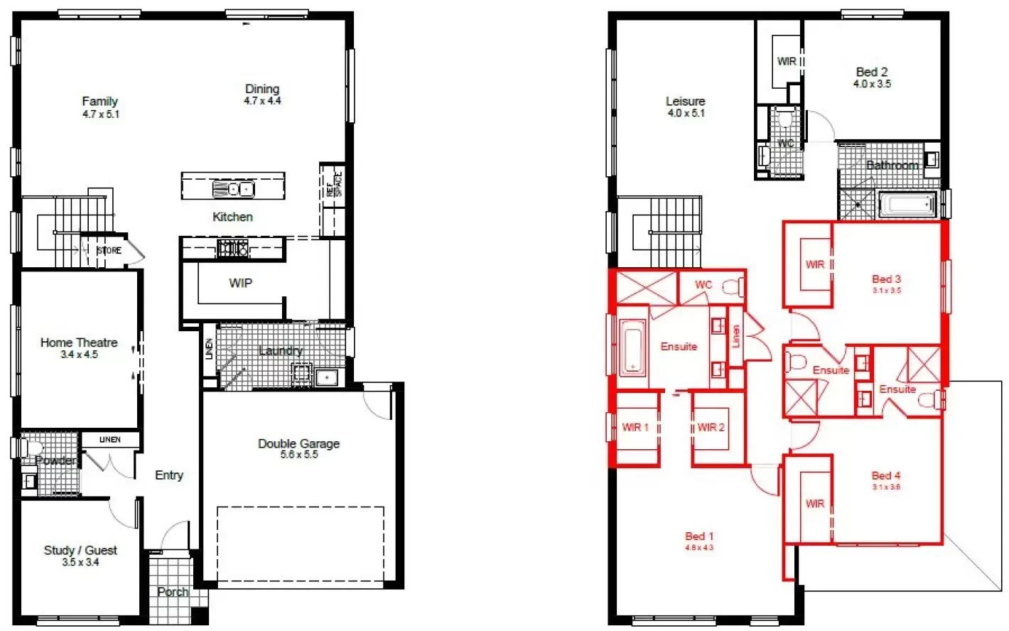 nsw Collections Sapphire SC_Double_Storey Boston Boston-36 Floorplan-Options Ensuites B3-B4