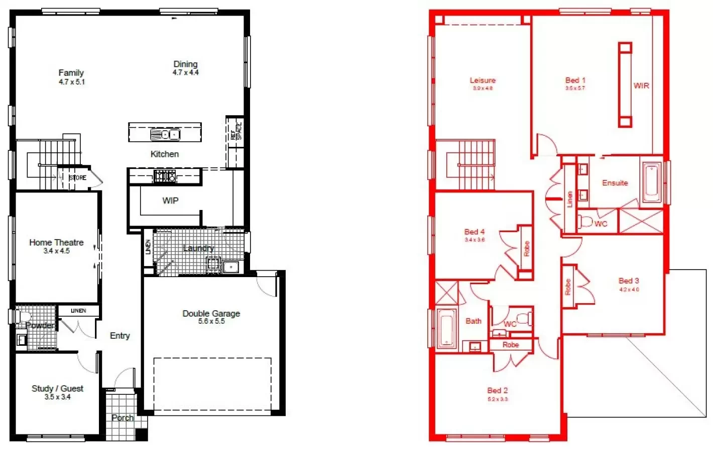 nsw Collections Sapphire SC_Double_Storey Boston Boston-36 Floorplan-Options B1 to rear