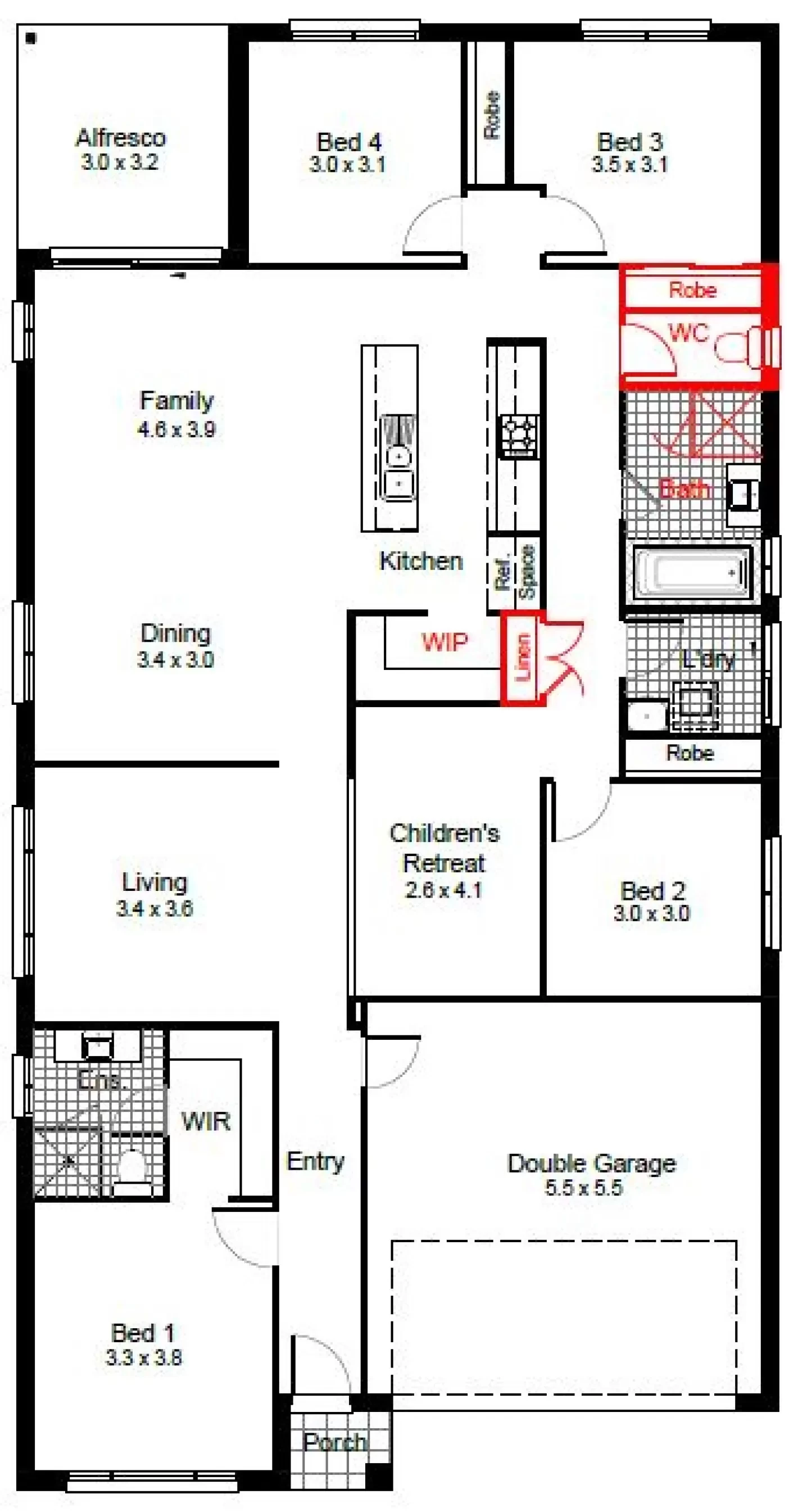 nsw Collections Essentials EC_Single_Storey Eden Eden-23 Floorplan-Options Seperate WC