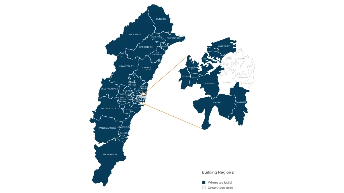 map of NSW where clarendon homes build for knock down rebuild