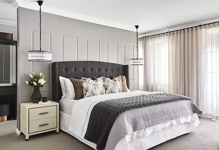 Neutral tones bedroom french provincial styling Clarendon Home