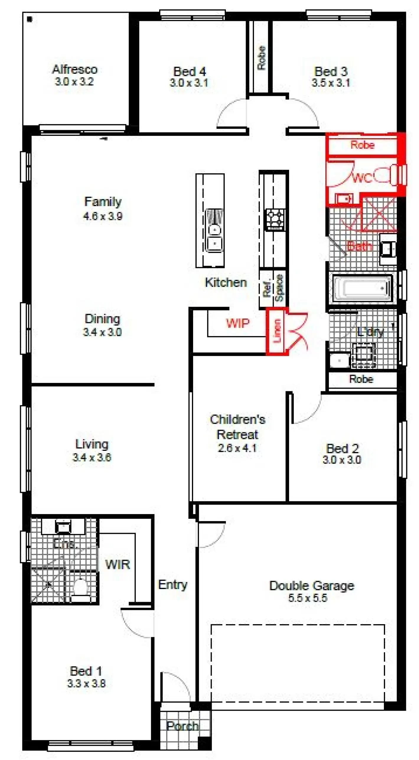 nsw Collections Essentials EC_Single_Storey Eden Eden-23 Floorplan-Options Basin to WC