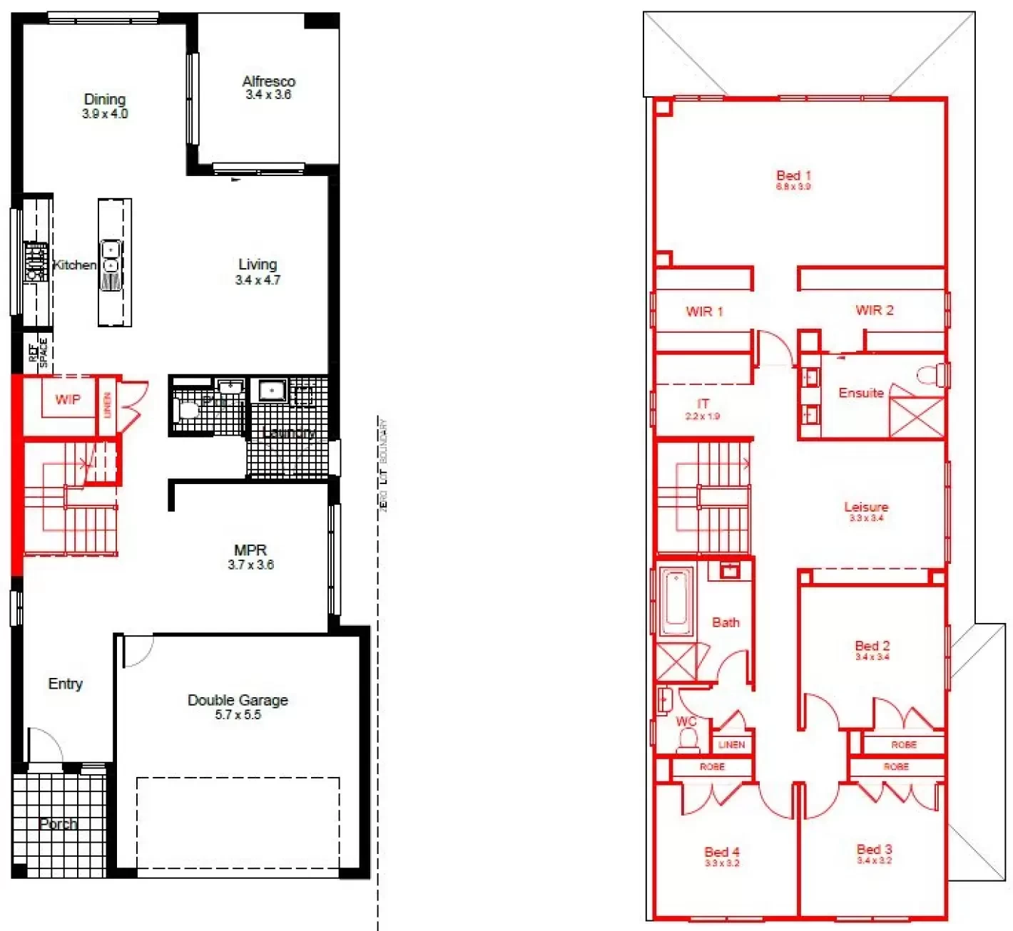 nsw Collections Sapphire SC_Double_Storey Brooklyn Floorplan-Options B1 to rear