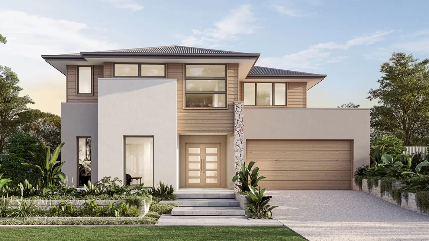 qld Home-Designs Facade-galleries Luxe-Collection Double-storey Sherwood-440 sherwood-facades-1200x675px-0003-sherwood-440-contemporary