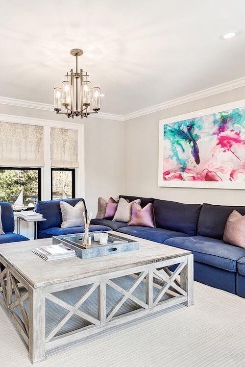 Hamptons Interior living room with bright colours