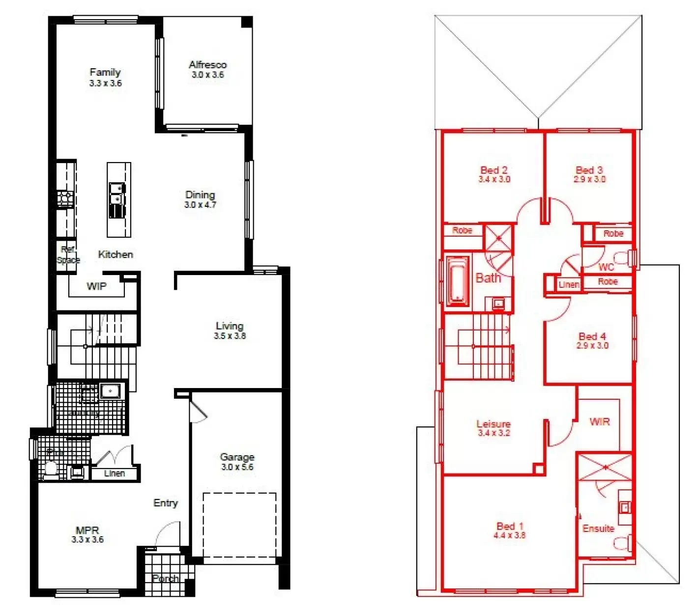 nsw Collections Essentials EC_Double_Storey Wembley Floorplan-Options B1 to front