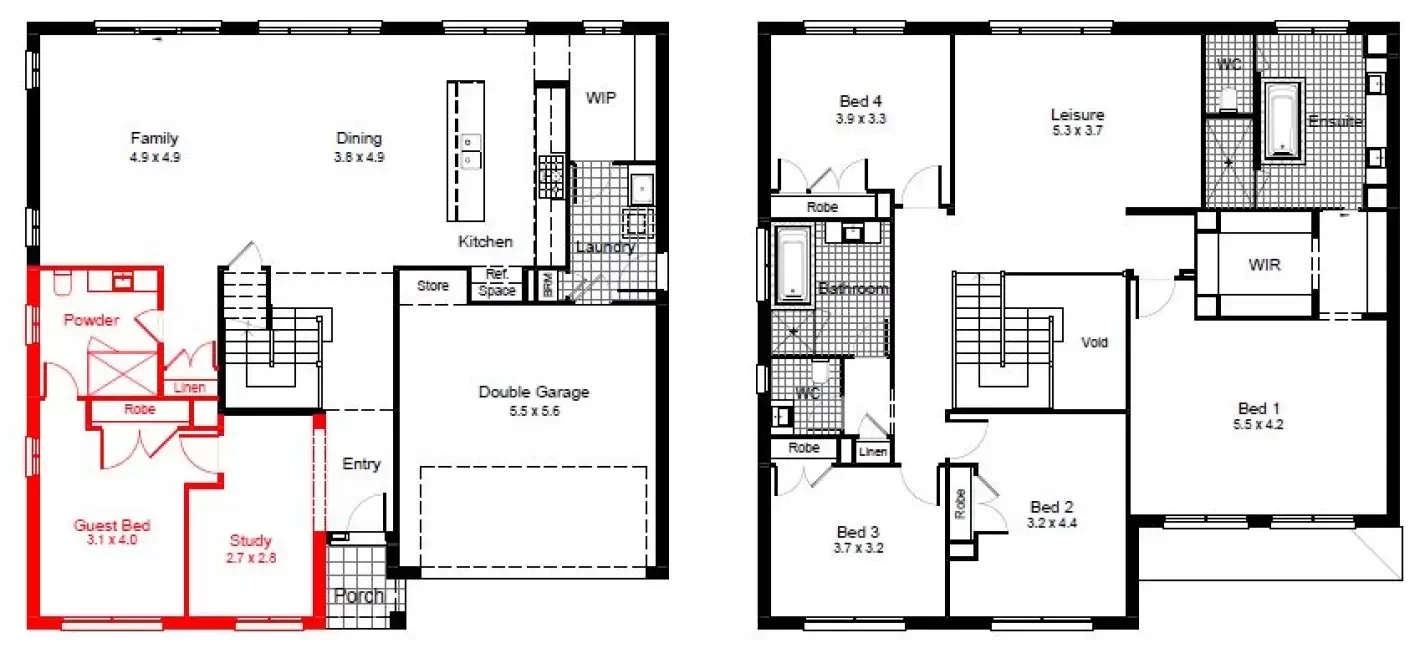 nsw Collections Sapphire SC_Double_Storey Saratoga Saratoga-36 Floorplan-Options Guest Bed
