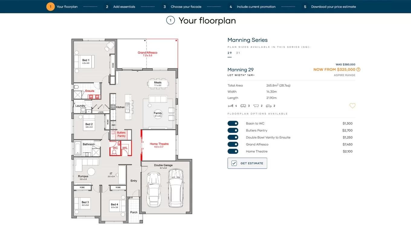 Estimator house price on the go with the interactive pricing tool from Clarendon Homes