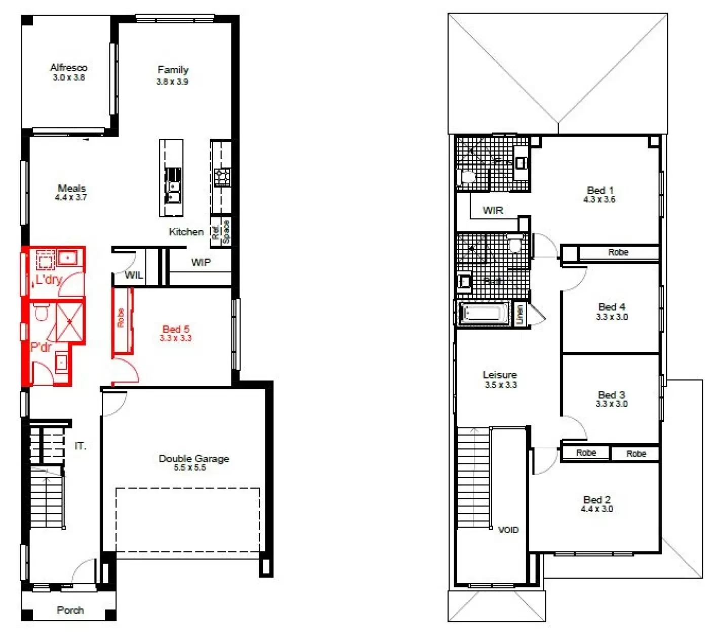 nsw Collections Essentials EC_Double_Storey Waterford Floorplan-Options Shw to Pwd