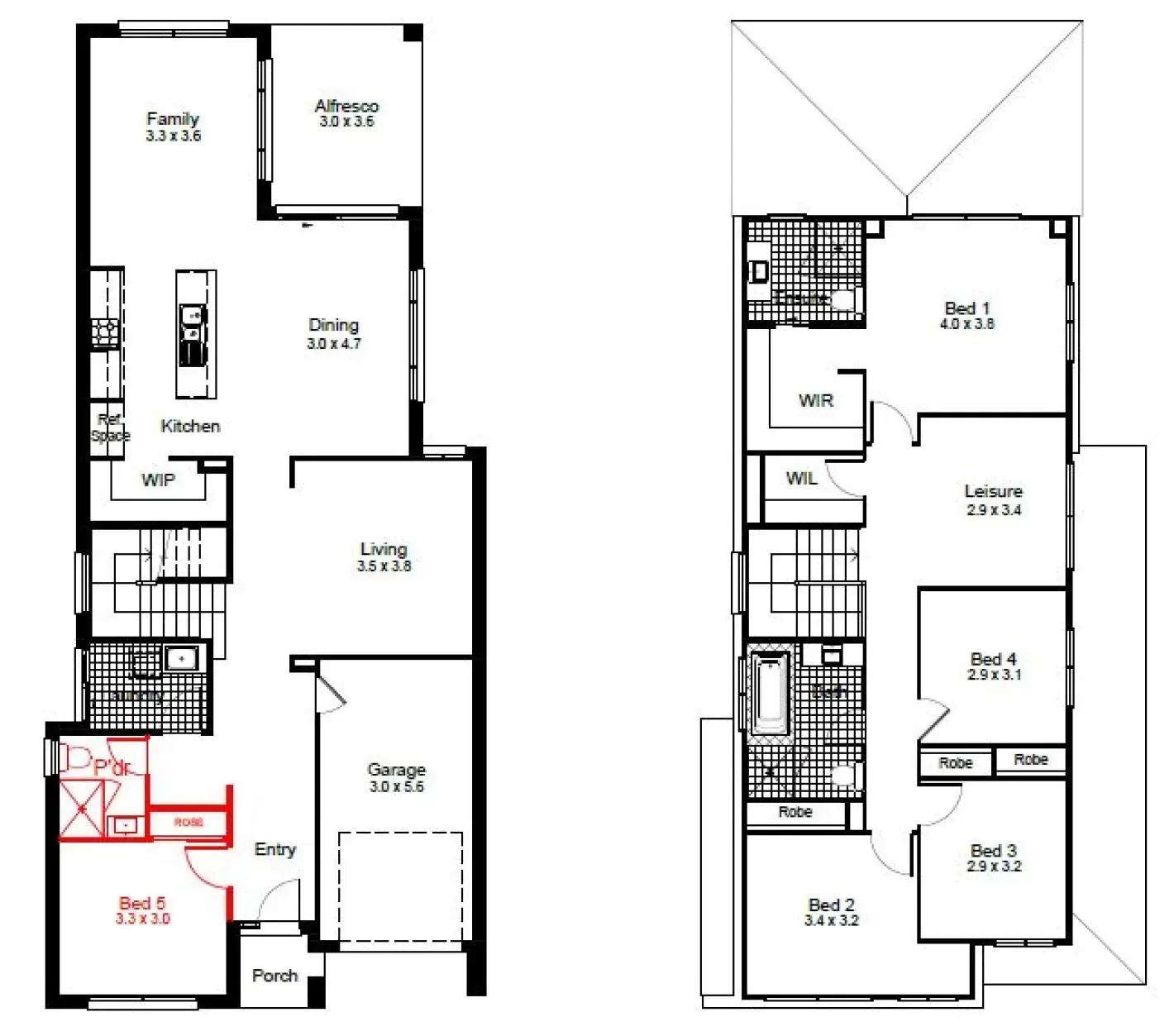 nsw Collections Essentials EC_Double_Storey Wembley Floorplan-Options Shw to pwd