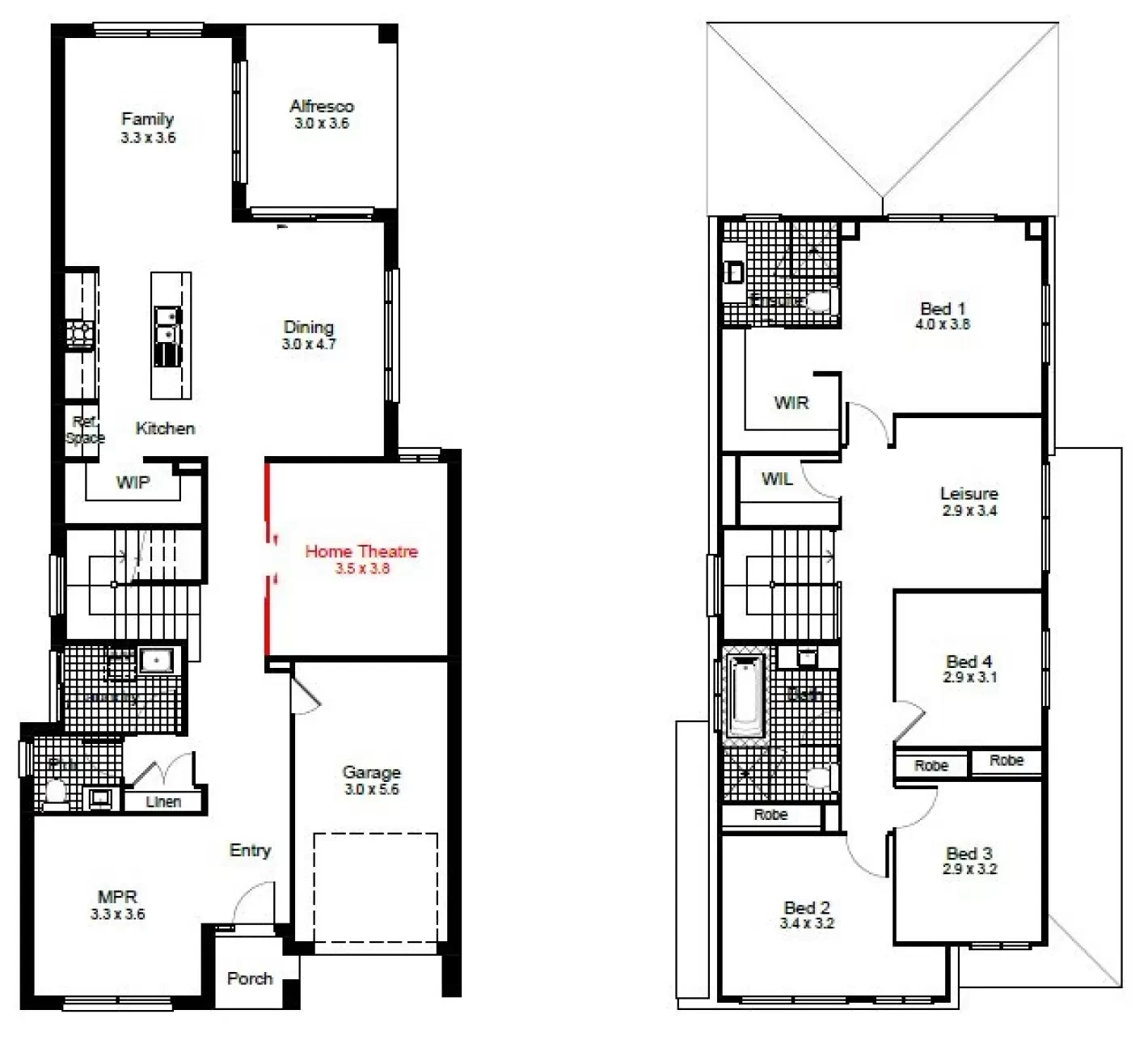 nsw Collections Essentials EC_Double_Storey Wembley Floorplan-Options Home Theatre