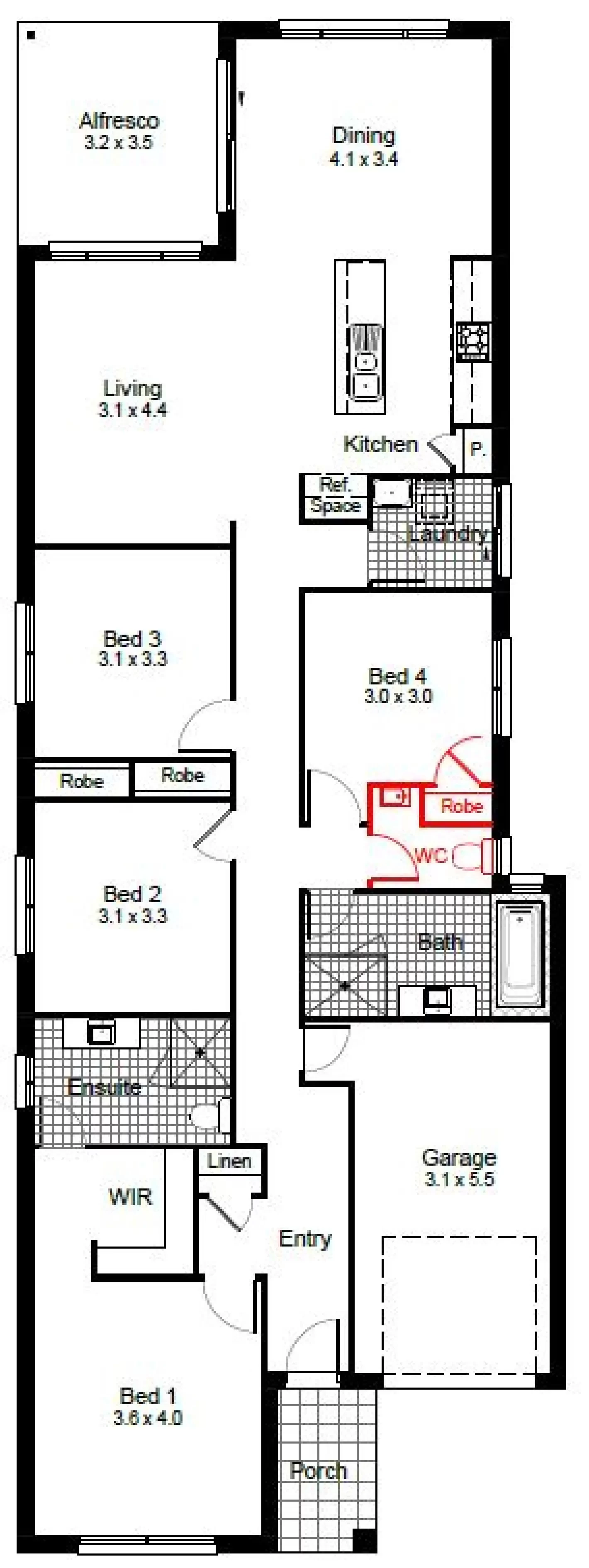 nsw Collections Essentials EC_Single_Storey Ellis Ellis-23 Floorplan-Options Basin to WC