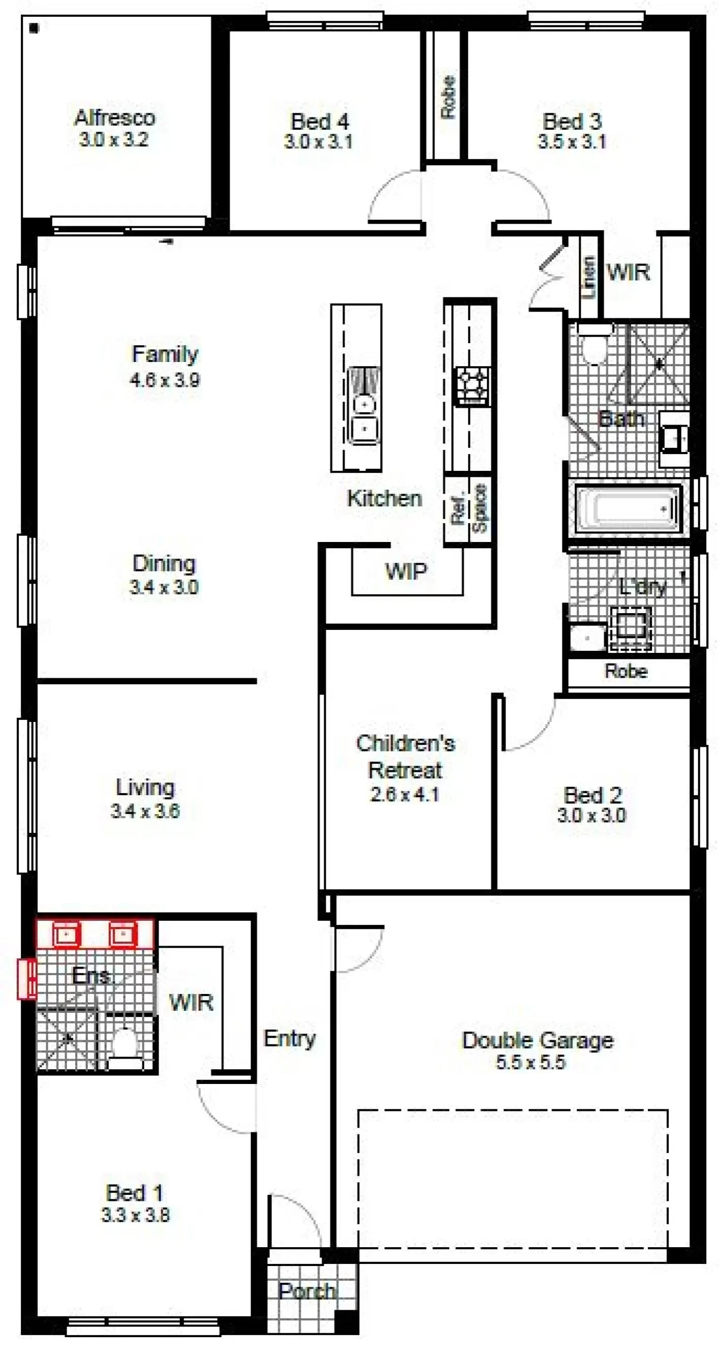 nsw Collections Essentials EC_Single_Storey Eden Eden-23 Floorplan-Options Dbl Bowl Vanity