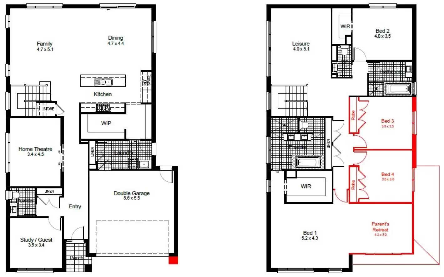 nsw Collections Sapphire SC_Double_Storey Boston Boston-36 Floorplan-Options Parents retreat